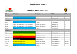 Evénements juniors Calendrier Sportif Juniors 2014