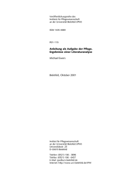 Anleitung als Aufgabe der Pflege. Ergebnisse einer Literaturanalyse