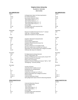 Virginia Union University Academic Calendar 2014-2016