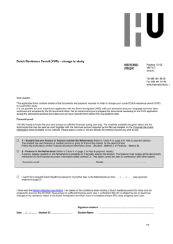 Dutch Residence Permit (VVR) &ndash; change to study