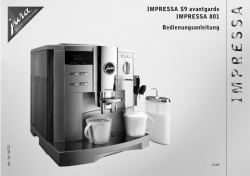 IMPRESSA S9 avantgarde IMPRESSA 801 Bedienungsanleitung
