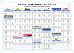 INDICATIONS DES PRIX FRANCE AU 1er JUILLET 2014