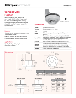VUB Series Vertical Unit Heater Spec. Sheet