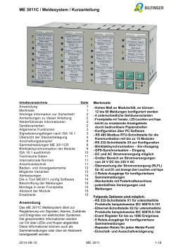 Kurzanleitung Kompakte Meldeverarbeitungssysteme ME 3011C