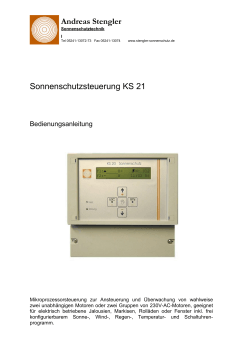 Bedienungsanleitung - stengler-sonnenschutz.de