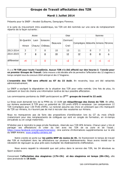 Groupe de Travail affectation des TZR