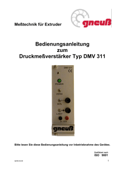 Bedienungsanleitung zum Druckmeßverstärker Typ DMV 311 - Gneuß