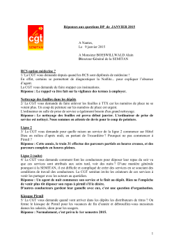 1 Réponses aux questions DP de JANVIER 2015 A Nantes, Le 9