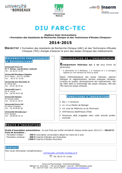 DIU FARC-TEC - D&eacute;partement de Pharmacologie de Bordeaux