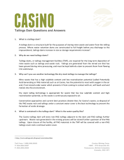 Tailings Dam FAQ - Casino Mining Corporation