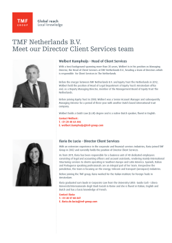 TMF Netherlands BV Meet our Director Client Services
