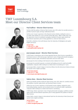 TMF Luxembourg SA Meet our Director Client Services