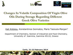 Changes In Volatile Composition Of Virgin Olive - Bio