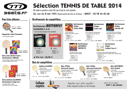 Sélection TENNIS DE TABLE 2014 - Tennis de Table