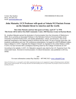 John Matusitz, UCF Professor will speak at Volusia 912 Patriots