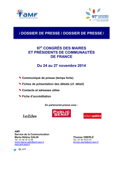Télécharger le dossier de presse - Association des Maires de France