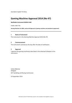 Gaming Machine Approval 2014 (No 47)