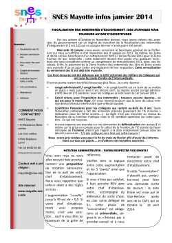 SNEs Mayotte infos janvier 2014 version corrigée