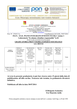 Pubblicate le graduatoria provvisorie P.O.N.–F.S.E. PIANO