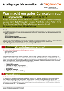 Qualität von Curricula - Universität für angewandte Kunst Wien