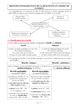 Principes fondamentaux de réactivité en chimie organique