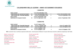 CALENDARIO DELLE LEZIONI - ANNO