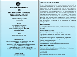 six-day workshop on training for trainers on quality circles