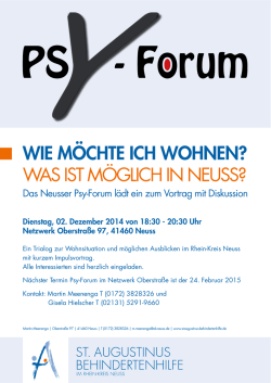 WIE M&Ouml;CHTE ICH WOHNEN? WAS IST M&Ouml;GLICH IN NEUSS?