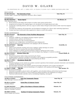 Resume/CV - David W. Gilane