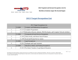 2013 Target Occupation List - Workforce Solutions Upper Rio Grande