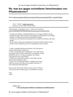 Re: was tun gegen schnelleres Verschmutzen von - Derkeiler.com