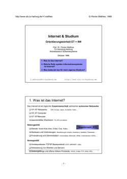 Internet & Studium 1. Was ist das Internet? - STS - TUHH