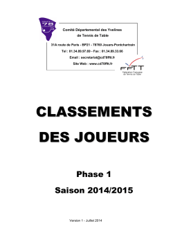 Classements des Joueurs