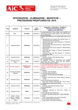 Integrazioni - Eliminazioni - Associazione Italiana Celiachia