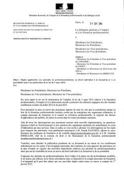 Courrier DGEFP du 24 septembre 2014