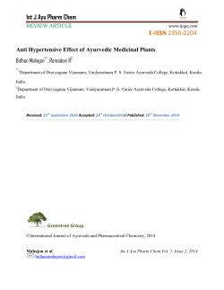 Anti Hypertensive Effect of Ayurvedic Medicinal Plants