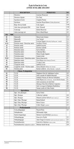 liste du personnel 2014-2015 - École Saint-Paul-de-la