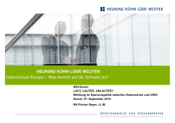 HEUKING KÜHN LÜER WOJTEK Datenschutz Europa – Was - SDV