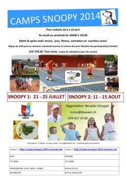 CAMPS SNOOPY 2014 - Tennis Club Nyon