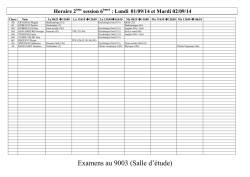 Horaire 2&egrave;me session 6&egrave;mes : Lundi 02/09/13 et Mardi 03/09/13