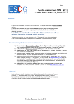 Horaires des examens de janvier