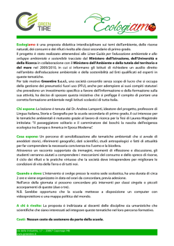 Ecologiamo &egrave; una proposta didattica interdisciplinare sui temi dell