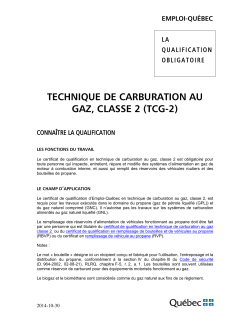 Certificat en technique de carburation au gaz, classe 2 (TCG-2)