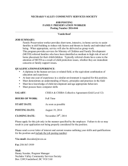 job posting # 2014-044 - Nechako Valley Community Services Society