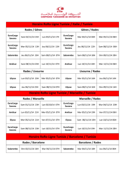 Horaire RoRo Ligne Tunisie / Italie / Tunisie Horaire RoRo
