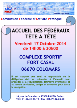 Dossier Fédéraux Pétanque TAT Octobre 2014