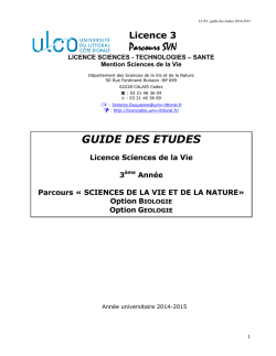 Guide des &eacute;tudes L3 Sciences de la Vie parcours SVN 2014-2015