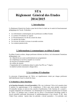 STA Règlement Général des Etudes 2014/2015