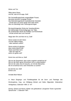 H&ouml;ren und Tun &Ouml;ffne deine Ohren, und h&ouml;r, was ich dir sage, Gott