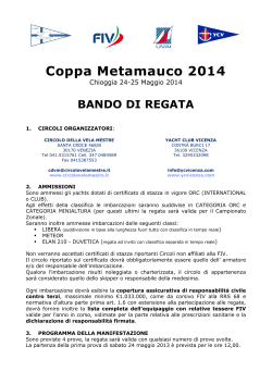 Bando Coppa Metamauco 2014 - Circolo della Vela Mestre